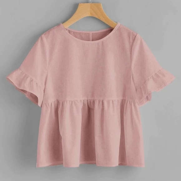 ✨Shein✨ Dusty Rose Peplum Top - Picture 1 of 5